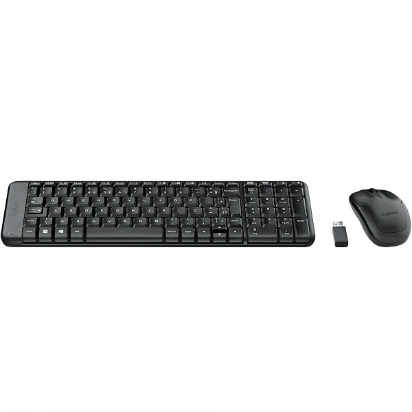 Teclado e Mouse Logitech MK220 Sem Fio Compacto Preto ABNT2