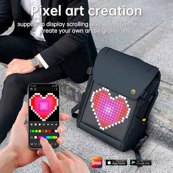 Mochila Divoom Backpack M, Painel de Led, Bluetooth, Preta