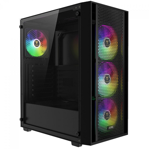 Gabinete Gamer Gamdias Aura GC2 Elite ARGB, Vidro Temperado, ATX, Mid Tower, Com 4 Fans, Sem Fonte, Black