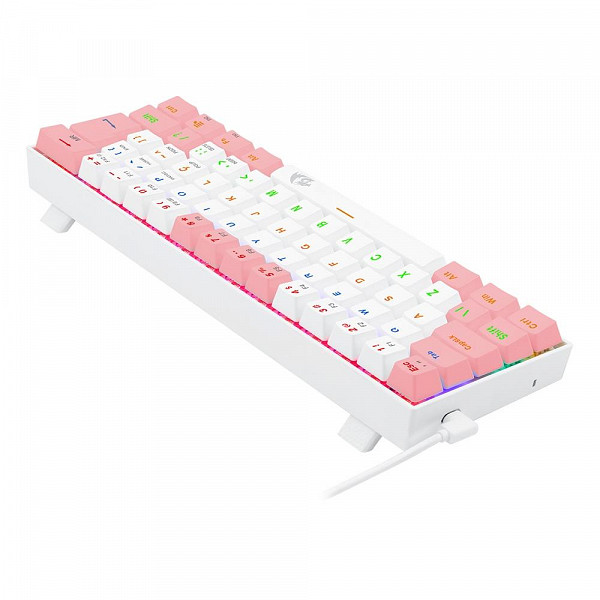 Teclado Mecânico Gamer Redragon Lakshmi, Rainbow, Switch Blue, ABNT2, Branco e Rosa - K606WP-R (PT-BLUE)