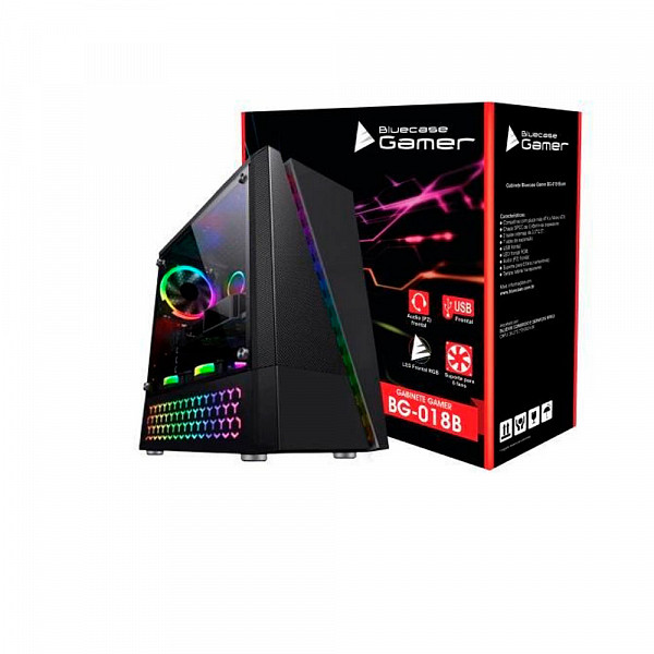 Gabinete Gamer Bg-018 Preto Bluecase Led Rgb Usb 3.0 Frontal
