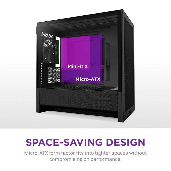 Gabinete Gamer NZXT H3 Flow, Mid Tower, micro-ATX, Lateral em Vidro, Preto - CC-H31FB-01