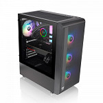 Gabinete Gamer Thermaltake S200 TG ARGB, Mid Tower, Vidro Temperado, ATX, Black, Sem Fonte, Com 3 Fans, CA-1X2-00M1WN-00
