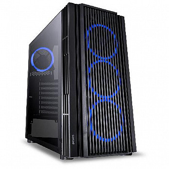 Gabinete Mid-Tower Atmos Preto Com 4 Fans 120Mm Led Azul - Lateral Em Vidro Temperado - Atptaz4fcv