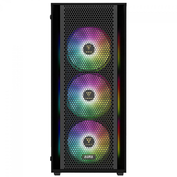 Gabinete Gamer Gamdias Aura GC2 Elite ARGB, Vidro Temperado, ATX, Mid Tower, Com 4 Fans, Sem Fonte, Black