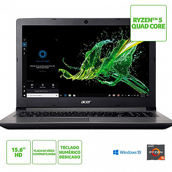 Notebook Acer Aspire 3 AMD Ryzen 5 2500U, 12GB, HD 1TB, Windows 10 Home, 15.6´, Cinza - A315-41-R4RB