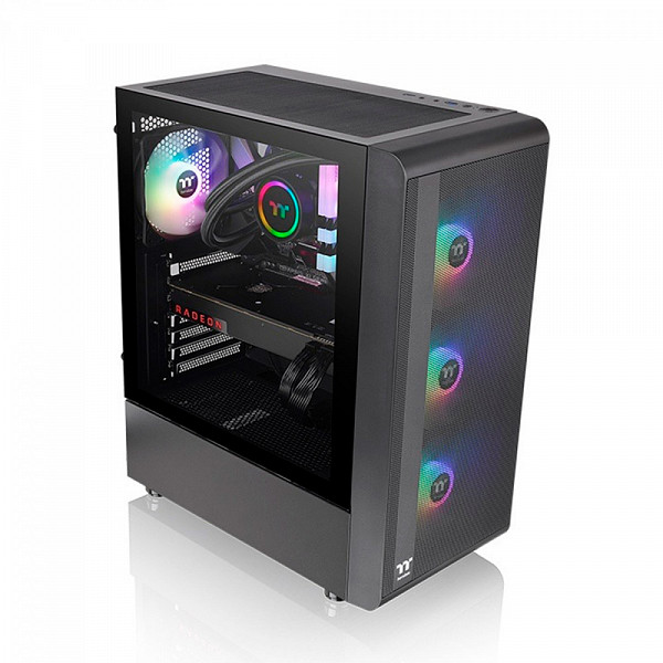 Gabinete Gamer Thermaltake S200 TG ARGB, Mid Tower, Vidro Temperado, ATX, Black, Sem Fonte, Com 3 Fans, CA-1X2-00M1WN-00