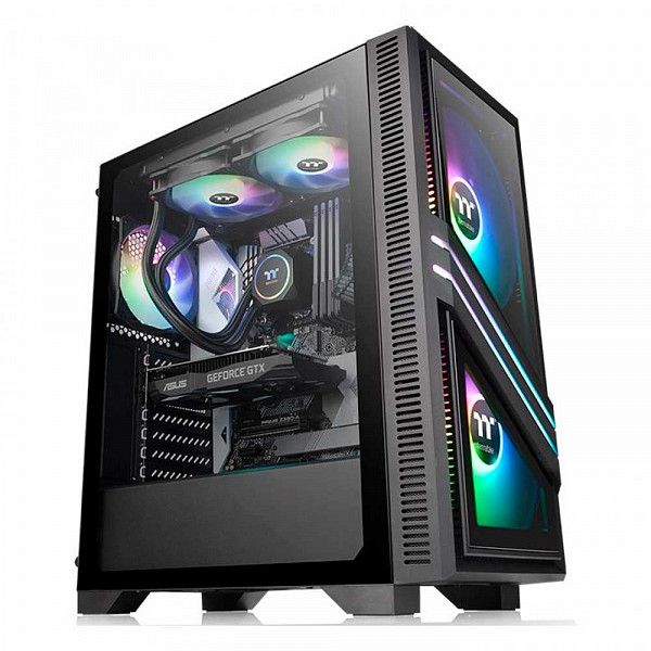 Gabinete Gamer Thermaltake Versa T35 TG RGB, Mid Tower, Vidro Temperado, Black, ATX, Sem Fonte, Com 1 Fan, CA-1R7-00M1WN-00