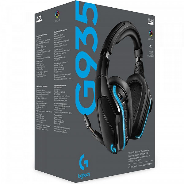 Headset Gamer Logitech G935, Sem Fio, RGB, Som Surround 7.1, Drivers Pro-G de 50mm - 981-000742
