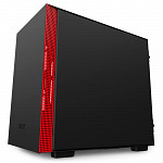 Gabinete Gamer NZXT H210, Mini Tower, com FAN, Lateral em Vidro, Preto/Vermelho - CA-H210B-BR