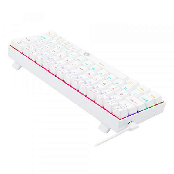 Teclado Mecânico Gamer Redragon Lakshmi Lunar White, Rainbow, Switch Blue, Layout 60%, ABNT2, Branco - K606W-R (PT-BLUE)