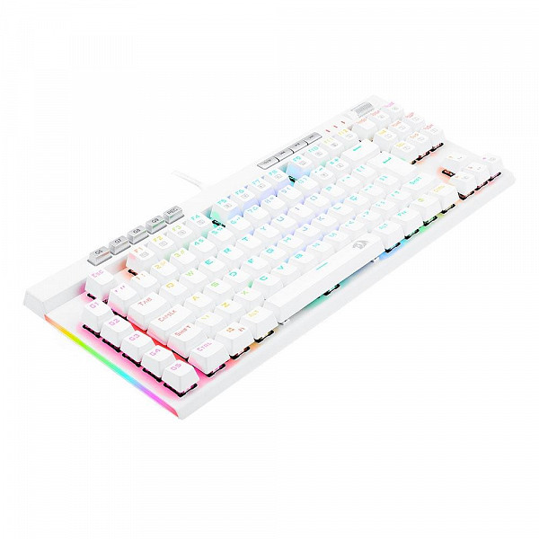 Teclado Óptico Gamer Redragon Magic-Wand PRO RGB, RGB, Switch Azul, ABNT2, 12 Teclas Multimídia, Branco - K587W-RGB-PRO (PT-BLUE)