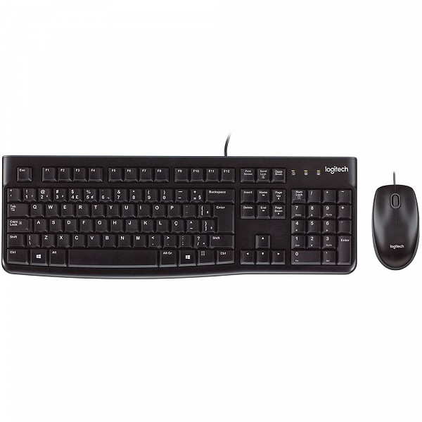 Teclado e Mouse Logitech MK120 Resistente à Água 1000DPI Preto ABNT2 - 920-004429