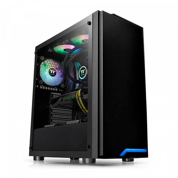 Gabinete Thermaltake H100 Tg Black /TeampGlass1/120mm Blue-CA-1L4-00M1WN-00