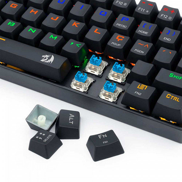 Teclado Gamer Mecânico Redragon Lakshmi, ABNT2, 61 Teclas, Switch Blue, K606R