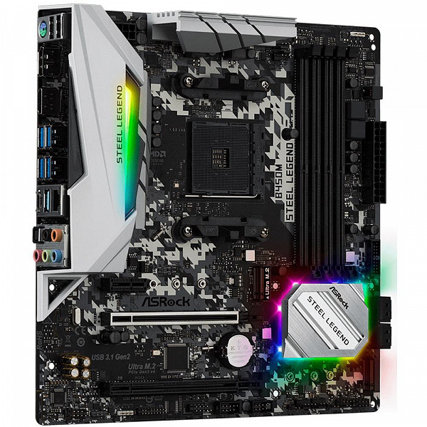 Placa-Mãe ASRock B450M Steel Legend, AMD AM4, mATX, DDR4