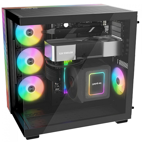 Gabinete Gamer Be Quiet Light Base 600 DX, ARGB, Mid Tower, ATX, Vidro Temperado, Sem Fans, Preto, BGW65