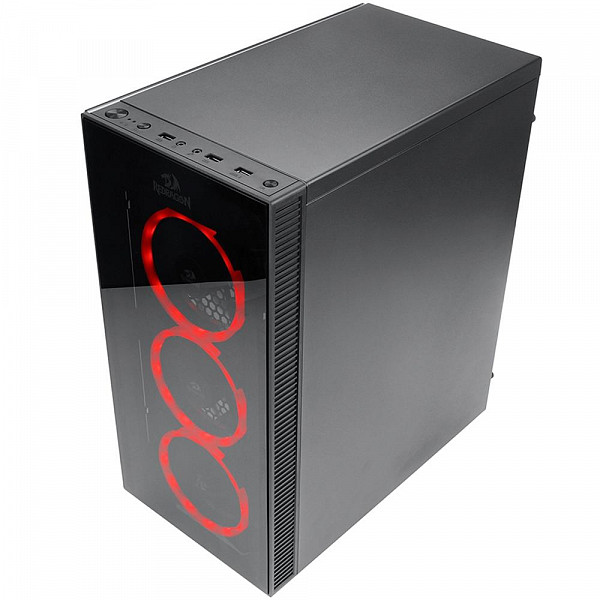 Gabinete Gamer Redragon Thundercracker, Mid Tower, Com 3 Fans RGB, Vidro Temperado, Black, S-Fonte, GC-605