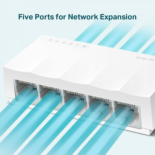 Switch de Mesa TP-Link Fast Lite Wave com 5 Portas Ethernet 10/100 Mbps, LS1005