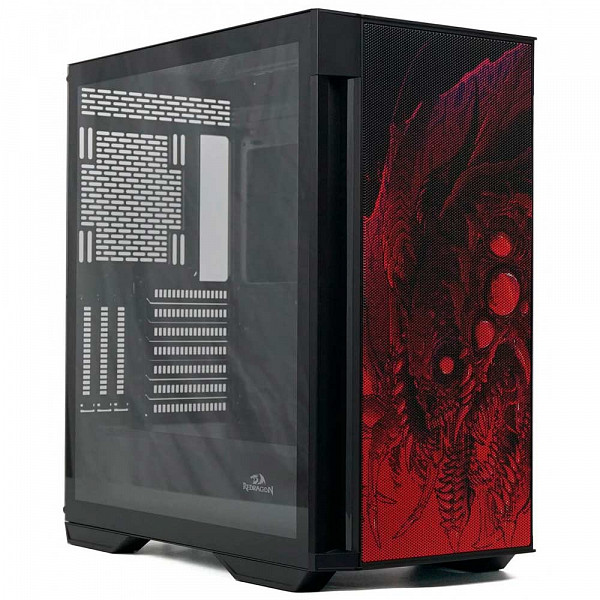 Gabinete Gamer ReDragon Infernal Dragon Strafe, Mid Tower, Vidro Temperado, Black, ATX, Sem Fonte, Sem Fan, GC-706IF