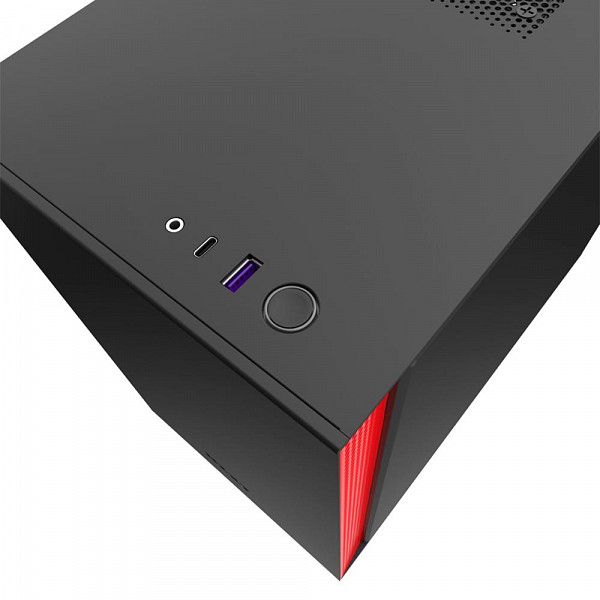 Gabinete Gamer NZXT H210, Mini Tower, com FAN, Lateral em Vidro, Preto/Vermelho - CA-H210B-BR