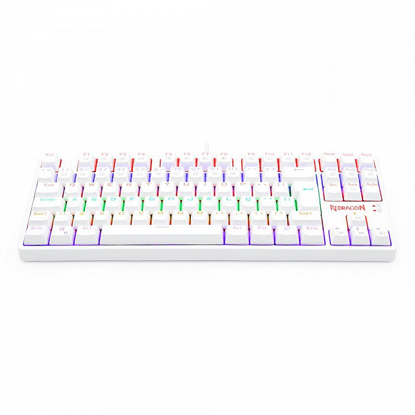Teclado Mecânico Gamer Redragon Daksa Lunar White, Rainbow, Switch Blue, ABNT2, Branco - K576W-R (PT-BLUE)