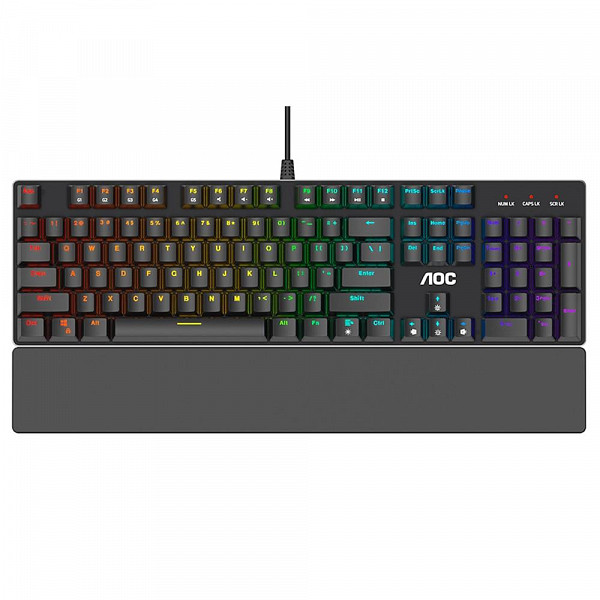 Teclado Mecânico Gamer AOC GK500, RGB, Switch Outemu Blue, ABNT2 - GK500D84B
