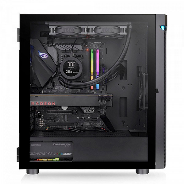 Gabinete Gamer Thermaltake H590 TG ARGB, Mid Tower, Vidro Temperado, Black, E-ATX, Sem Fonte, Com 2 Fans, CA-1X4-00M1WN-00