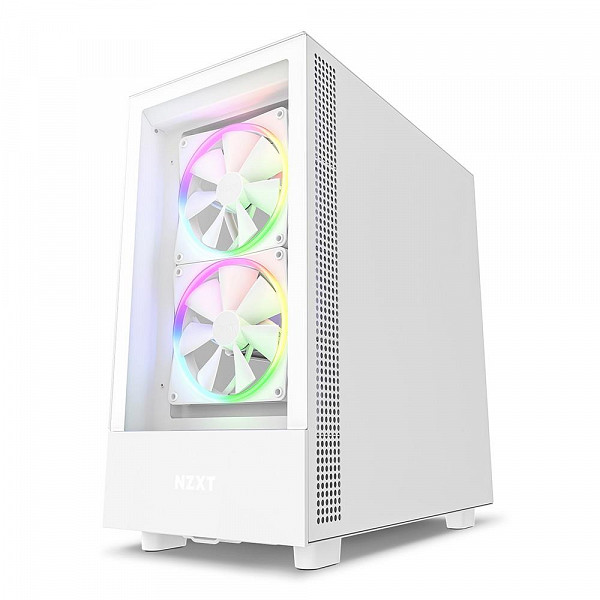 Gabinete NZXT H5 Elite Edition, Mid Tower, RGB, ATX, Lateral e Frontal em Vidro Temperado, 3x Cooler Fan, Branco - CC-H51EW-01