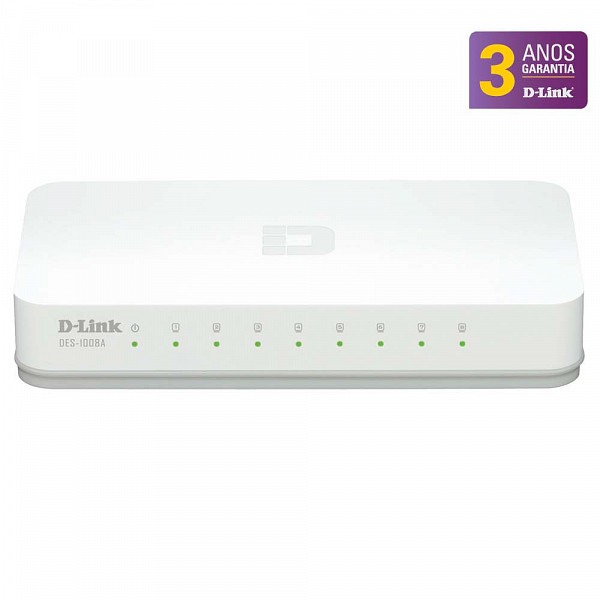 Switch DGS-1008A D-Link 10-100-1000Mbps Gigabit Ethernet com 8 portas