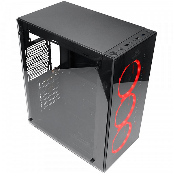 Gabinete Gamer Redragon Thundercracker, Mid Tower, Com 3 Fans RGB, Vidro Temperado, Black, S-Fonte, GC-605