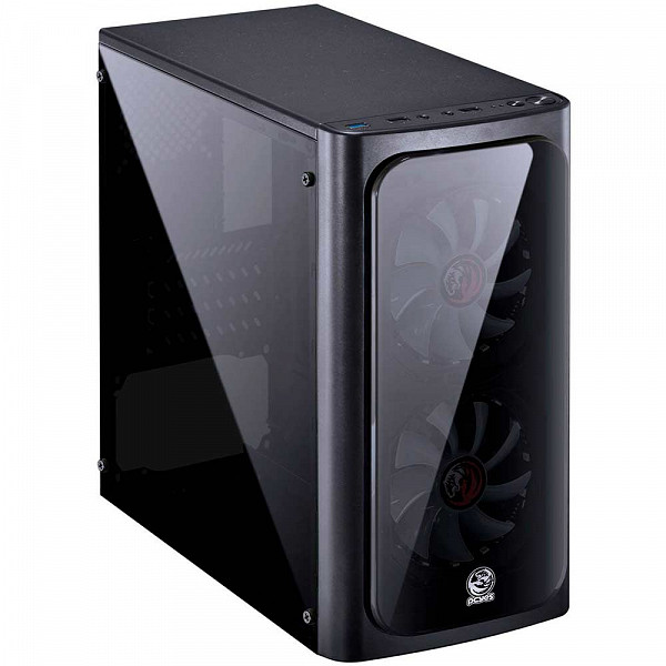 Gabinete Gamer PCYes Venus sem Fonte, Mid Tower, USB 3.0, 2 Fans LED Azul, Preto com Lateral em Acrílico - VENPTAZ2FCA