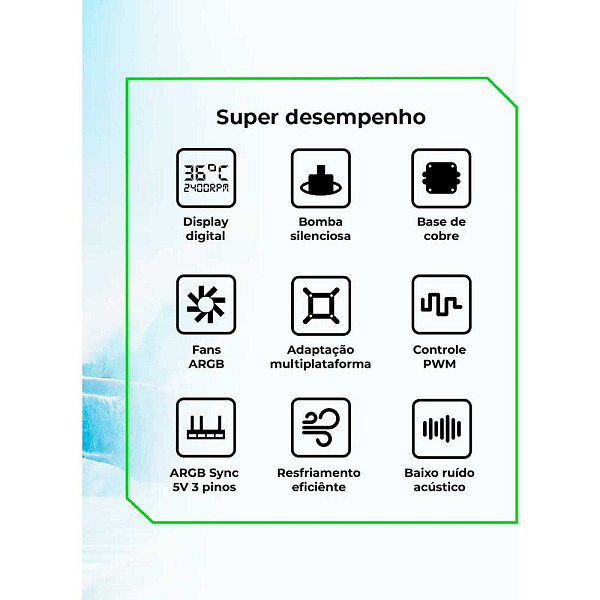 Water Cooler Gamemax IceBurg 240N2 Digital BK, ARGB, 240mm, Intel-AMD, Preto
