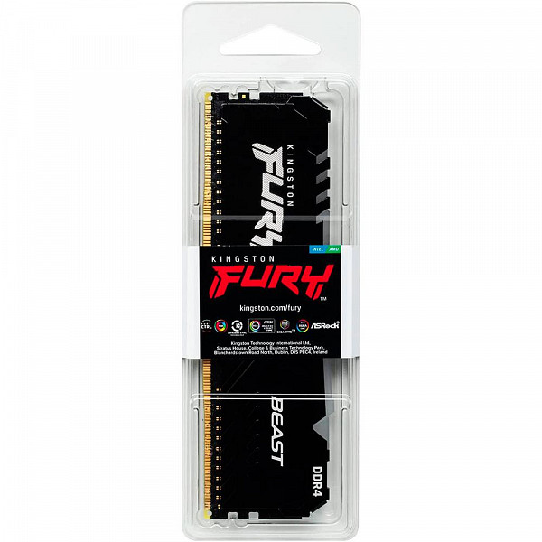 Memória Kingston Fury Beast RGB, 16GB, DDR4, 3200MHz, CL16 - KF432C16BBA/16