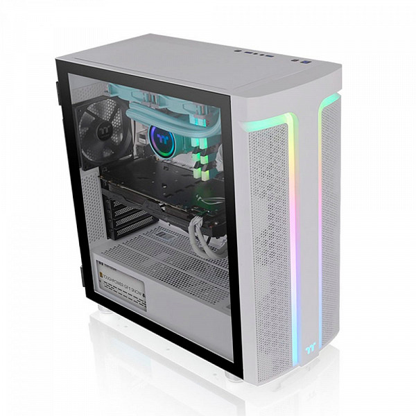 Gabinete Gamer Thermaltake H590 TG Snow ARGB, Mid Tower, Vidro Temperado, White, E-ATX, Sem Fonte, Com 2 Fans, CA-1X4-00M6WN-00