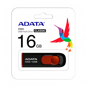Pendrive Adata C008-16gb Preto/Vermelho - AC008-16g-Rkd