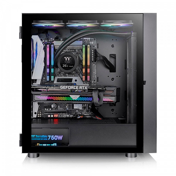 Gabinete Gamer Thermaltake H570 TG ARGB, Mid Tower, Vidro Temperado, Black, E-ATX, Sem Fonte, Com 4 Fans, CA-1T9-00M1WN-00