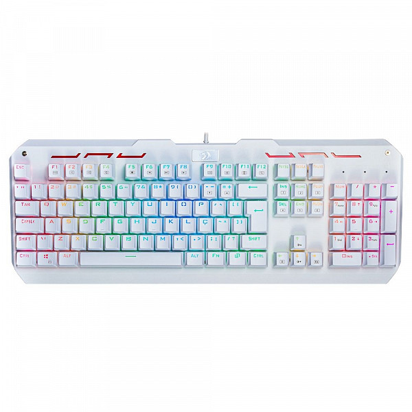 Teclado Mecânico Gamer Redragon Varuna Lunar K559W RGB, Switch Red, ABNT2, White
