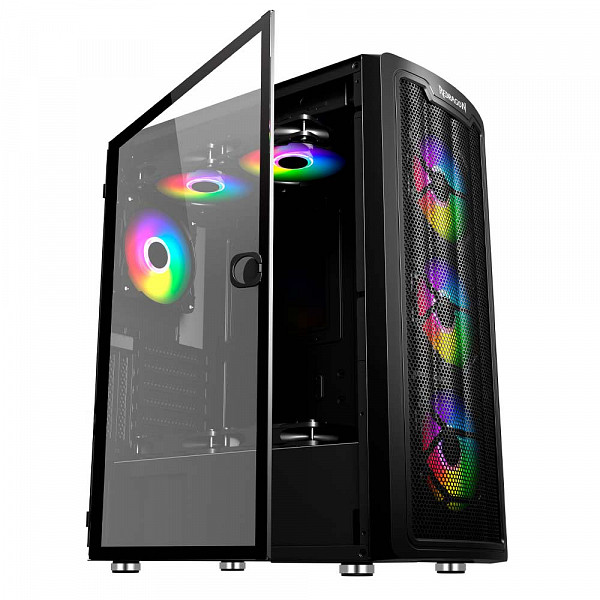 Gabinete Gamer Redragon Bluestreak Preto Mid Tower Lateral Vidro Temperado Sem Fan - GC-MA211