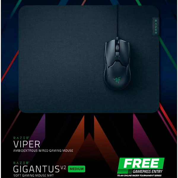 Kit Gamer Razer Victory Bundle, Mouse Gaming Viper, 16.000DPI + Mousepad Gigantus V2, Macio, Preto - RZ83-02550100-B3U1