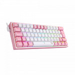 Teclado Mecânico Gamer Redragon Fizz, Switch Blue, ABNT 2, White/Pink, K617-RGB-WP