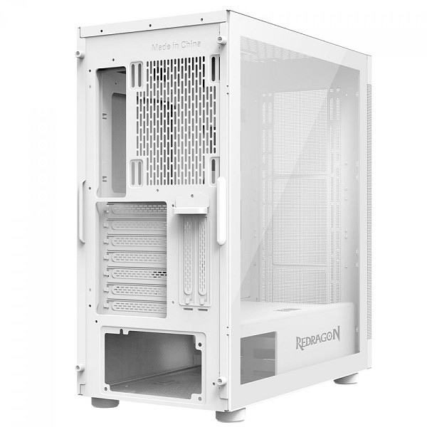 Gabinete Gamer Redragon Aeroglass Lunar, Mid Tower, Vidro Temperado, E-ATX, White, Sem Fonte, Sem Fan, CA-602W