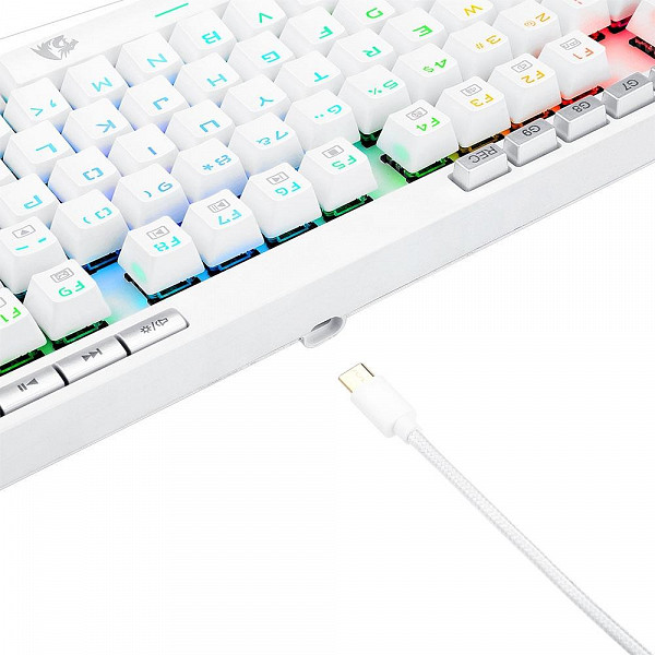 Teclado Óptico Gamer Redragon Magic-Wand PRO RGB, RGB, Switch Azul, ABNT2, 12 Teclas Multimídia, Branco - K587W-RGB-PRO (PT-BLUE)