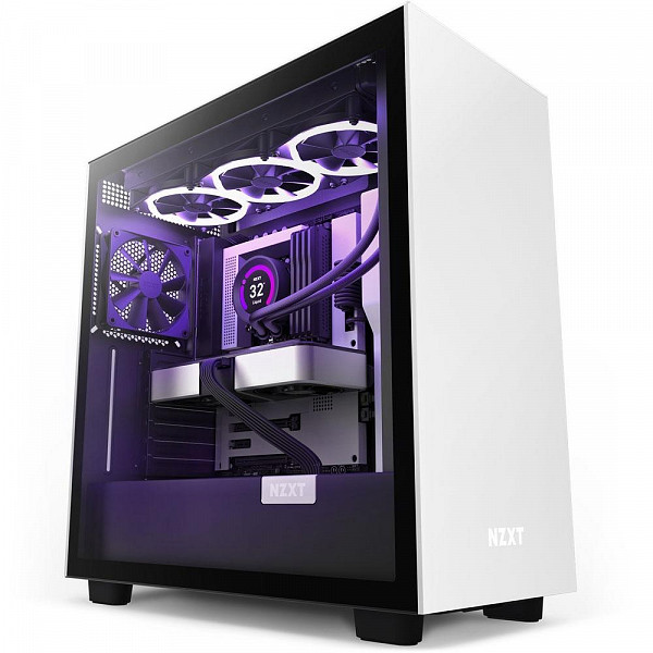 Gabinete NZXT H7, Mid Tower, ATX, Lateral em Vidro Temperado, 2x Fans, Preto e Branco - CM-H71BG-01