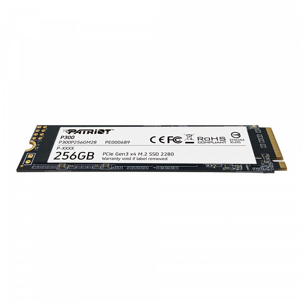 SSD 256 GB Patriot P300, M.2 2280, PCIe Gen3X4, Leitura: 1700MB/s e Gravação: 1100MB/s - P300P256GM28