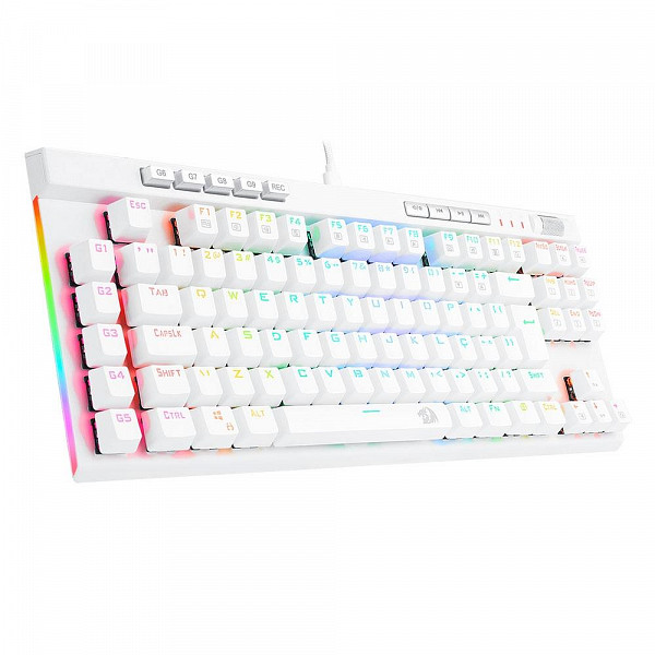 Teclado Óptico Gamer Redragon Magic-Wand PRO RGB, RGB, Switch Azul, ABNT2, 12 Teclas Multimídia, Branco - K587W-RGB-PRO (PT-BLUE)