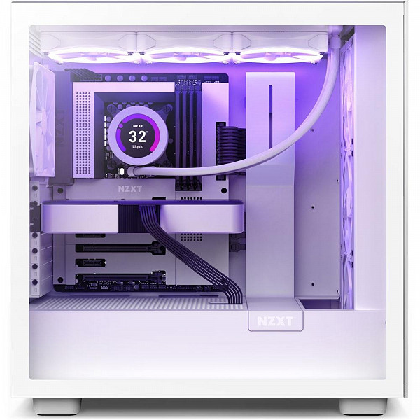 Gabinete NZXT H7 Elite, Mid Tower, ATX, Lateral e Frontal em Vidro Temperado, 3x Fan RGB, Branco - CM-H71EW-01