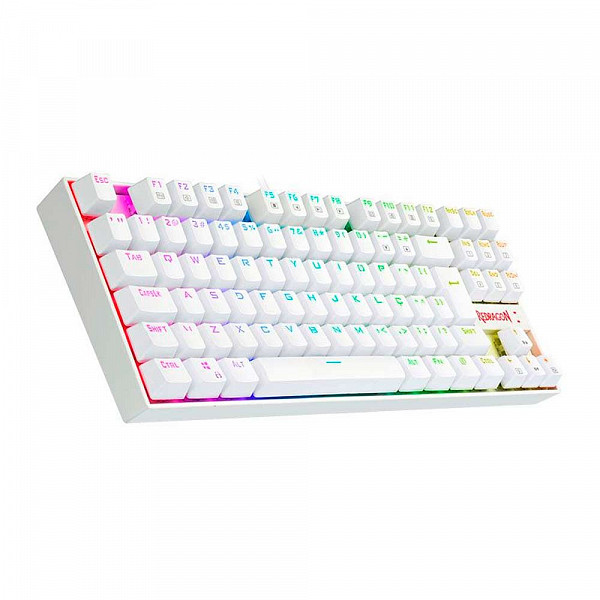 Teclado Magnético Gamer Redragon Kumara Pro Lunar White RGB Branco Switch Azul