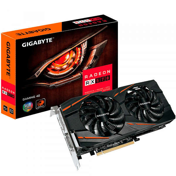 Placa de Vídeo Gigabyte Rx 570 Gaming 4Gb Gddr Dvi-D-Hdmi-Dp3 Gv-RX570GAMING4GD
