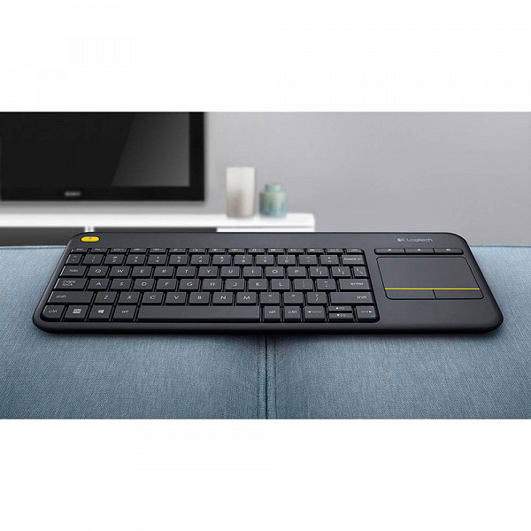 Teclado Sem Fio Logitech K400 Plus com Touchpad, Multimídia, Unifying, ABNT2, Cinza - 920-007125
